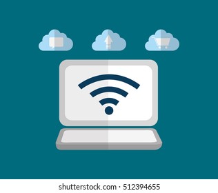 Computer wifi technology icon vector illustration graphic design