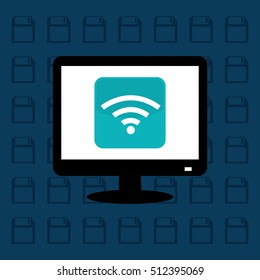 Computer wifi technology icon vector illustration graphic design