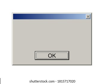 Ventana del equipo con mensaje de error. Interfaz de PC con problema, alerta de navegador web vintage, error de sistema de software. Fallo del programa.