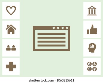 Computer Window Icon With Bonus Icons. Eps-10.