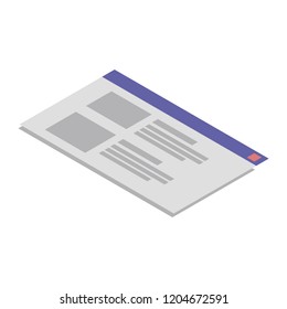 Computer window icon. Isometric of computer window vector icon for web design isolated on white background