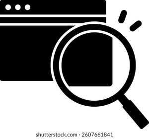 Computer Window with Loupe - Isolated Vector Icon