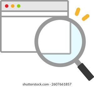Computer Window with Loupe - Isolated Vector Illustration