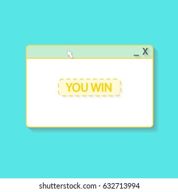 Computer window with the message You win