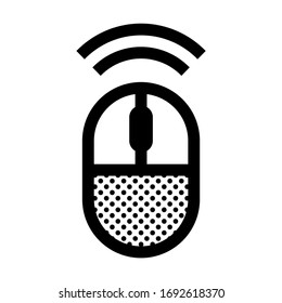 Computer Wireless Mouse. Icon Filled with Dots.