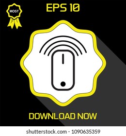 Computer Wireless Mouse Signal. Cursor. Outline Vector Flat. design Icon. Pointer. Illustration in style