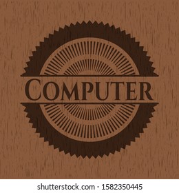 Computer wood signboards. Vector Illustration.