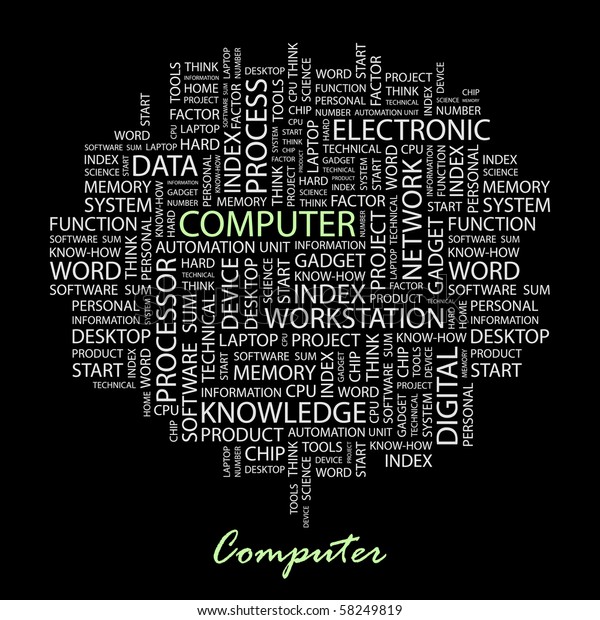 Computer Word Collage On Black Background Stock Vector (Royalty Free ...