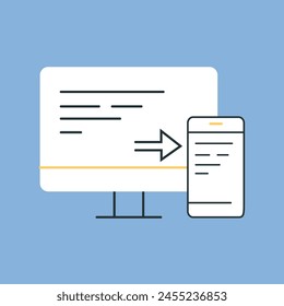 a computer. work. the icon. blue background. programming. write code. code. programmer. working with the code. write a program. The icon is flat.
