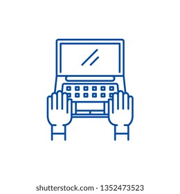 Computer work line icon concept. Computer work flat  vector symbol, sign, outline illustration.