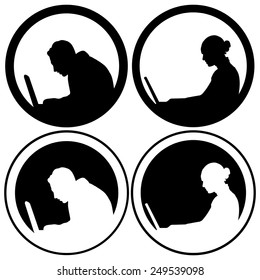 computer work vector, work and travel icons