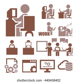 computer worker icon set