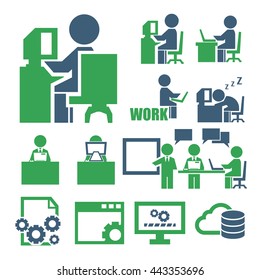 computer worker icon set