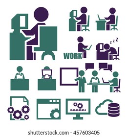 computer worker icon set