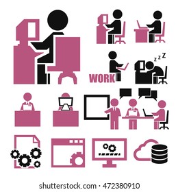 computer worker icon set