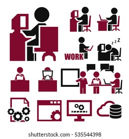 computer worker icon set