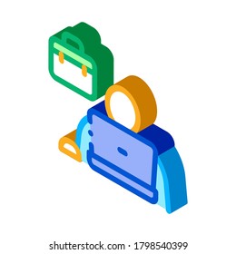 computer worker icon vector. isometric computer worker sign. color isolated symbol illustration