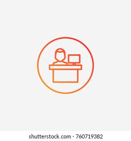 Computer worker icon.gradient illustration isolated vector sign symbol