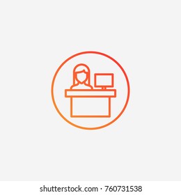 Computer worker icon.gradient illustration isolated vector sign symbol
