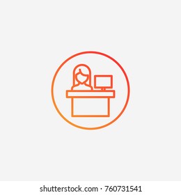 Computer worker icon.gradient illustration isolated vector sign symbol
