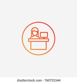Computer worker icon.gradient illustration isolated vector sign symbol