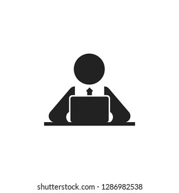 Computer Worker On Frontal View Vector