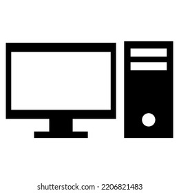 computer workplace icon. Business people communication. Vector illustration. Stock image. 