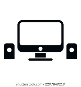 Computer workplace icon simple vector. Office table. Work chair