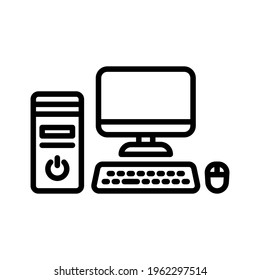 Computer, Workstation, Pc Icon Vector Image. Can Also Be Used For Network And Data Sharing. Suitable For Use On Web Apps, Mobile Apps And Print Media.