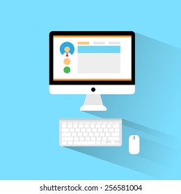 computer workstation workplace flat icon design vector illustration