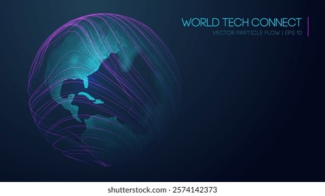 Computer world connectivity structure analysis. Internet network and science, technology background vector. World tech connect earth globe.