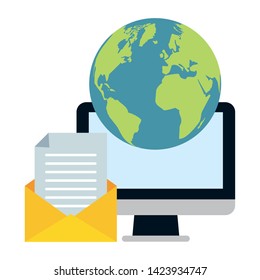 computer world correspondence send email vector illustration