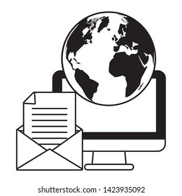 computer world correspondence send email vector illustration