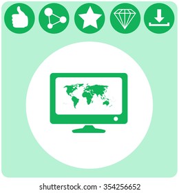 Computer and world map illustration