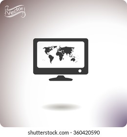 Computer and world map illustration