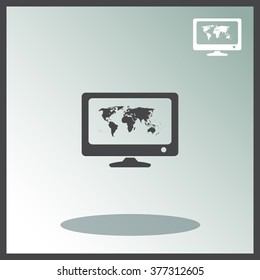 Computer and world map illustration