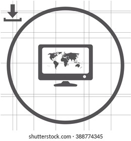 Computer and world map illustration