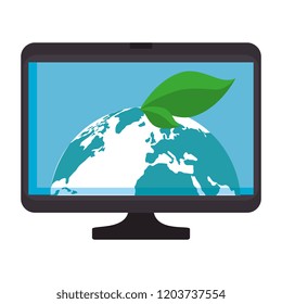 computer with world planet ecology
