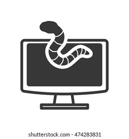 computer worm cyber security system protection silhouette icon. Flat and Isolated design. Vector illustration