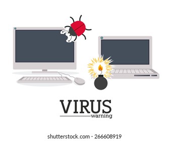 Computer worm design over white background, vector illustration