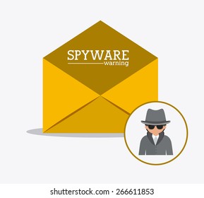 Computer worm design over white background, vector illustration