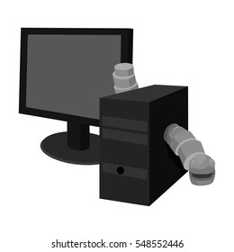Computer worm icon in outline style isolated on white background. Hackers and hacking symbol stock vector illustration.