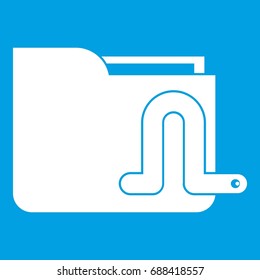 Computer worm icon white isolated on blue background vector illustration