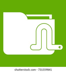 Computer Worm Icon White Isolated On Green Background. Vector Illustration