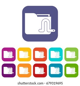 Computer worm icons set vector illustration in flat style In colors red, blue, green and other