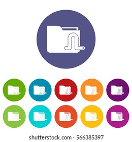 Computer worm set icons in different colors isolated on white background