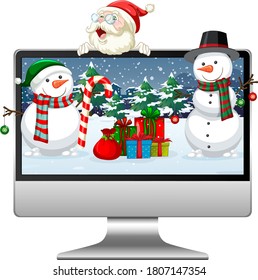 Computer xmas theme desktop background illustration
