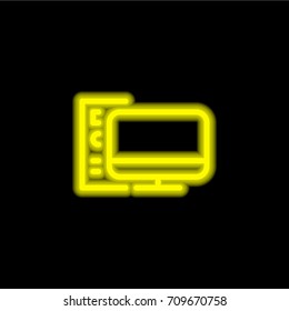 Computer yellow glowing neon ui ux icon. Glowing sign logo vector