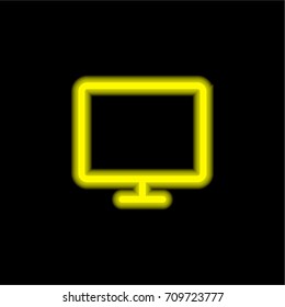 Computer yellow glowing neon ui ux icon. Glowing sign logo vector