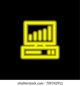 Computer yellow glowing neon ui ux icon. Glowing sign logo vector